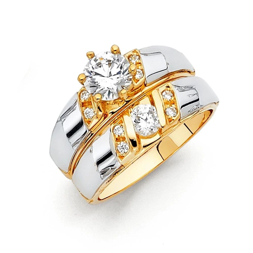 NEW 14K TWO TONE GOLD ENGAGEMENT RING - SIZE 10 (1 of 2)