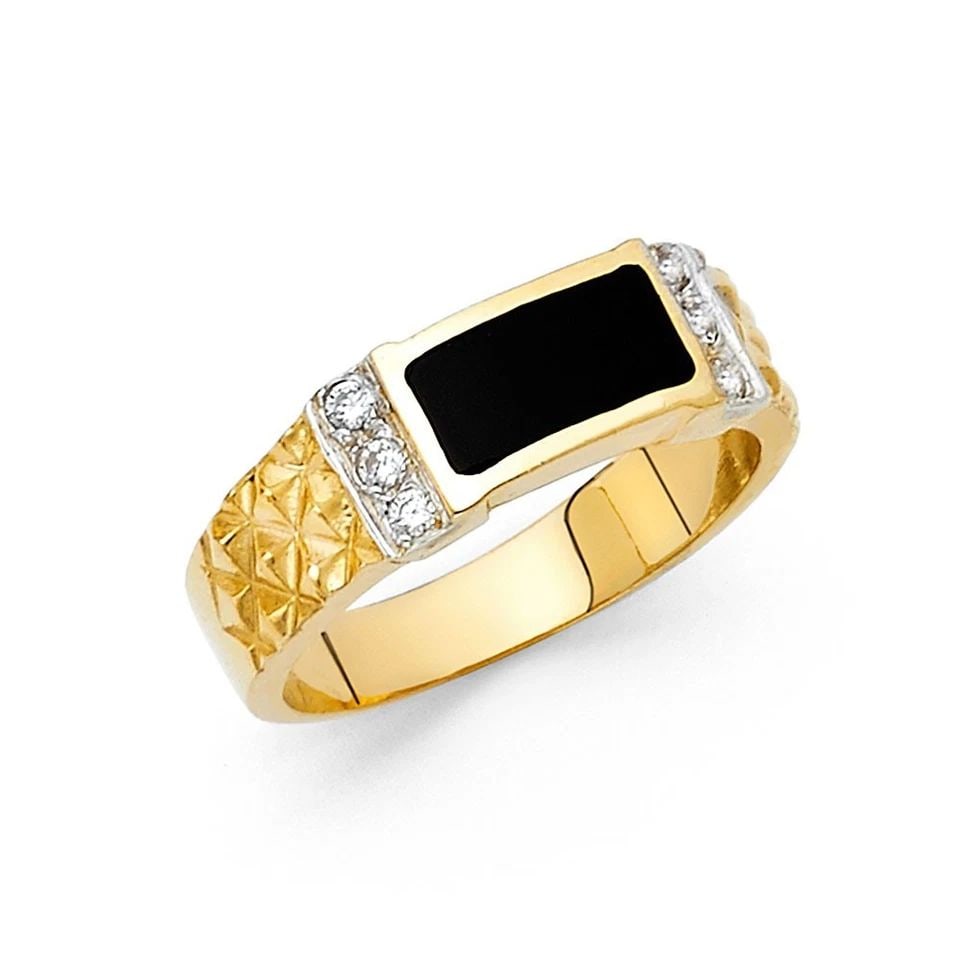 NEW 14K TWO TONE GOLD ONYX RING - SIZE 10 (1 of 1)