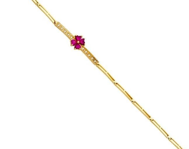 NEW 14K YELLOW GOLD LADIES FLOWER BRACELET: 14K YELLOW GOLD BRACELET BRACELET C Z NEW 14K YELLOW GOLD LENGTH - 7.5in Apx WEIGHT - 3.8g