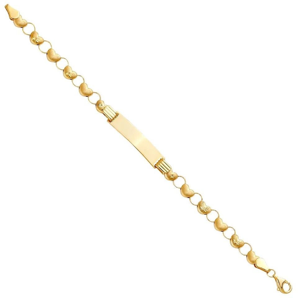 NEW 14K YELLOW GOLD HEART BRACELET WITH PLAIN ID FOR KID (1 of 1)