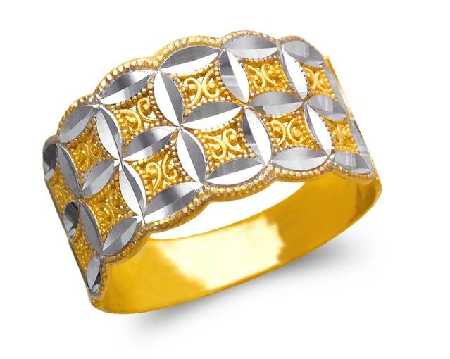 NEW 14K TWO TONE GOLD LADIES DECORATIVE FILIGREE RING (1 of 2)