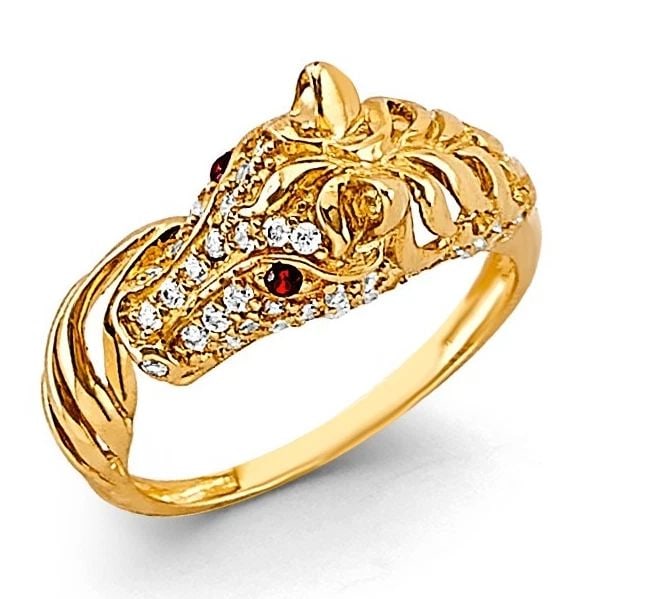NEW 14K YELLOW GOLD HORSE RING (1 of 1)
