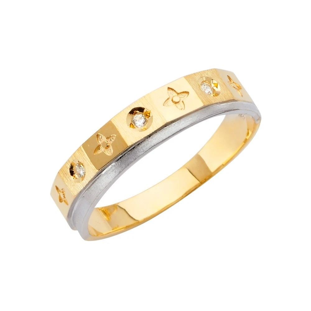 NEW 14K TWO TONE GOLD MEN'S WEDDING BAND - SIZE 10: NEW 14K TWO TONE GOLD MEN'S WEDDING BAND MEN'S WEDDING BAND NEW 14K TWO TONE GOLD WIDTH : 5 mm WEIGHT : 3.8g