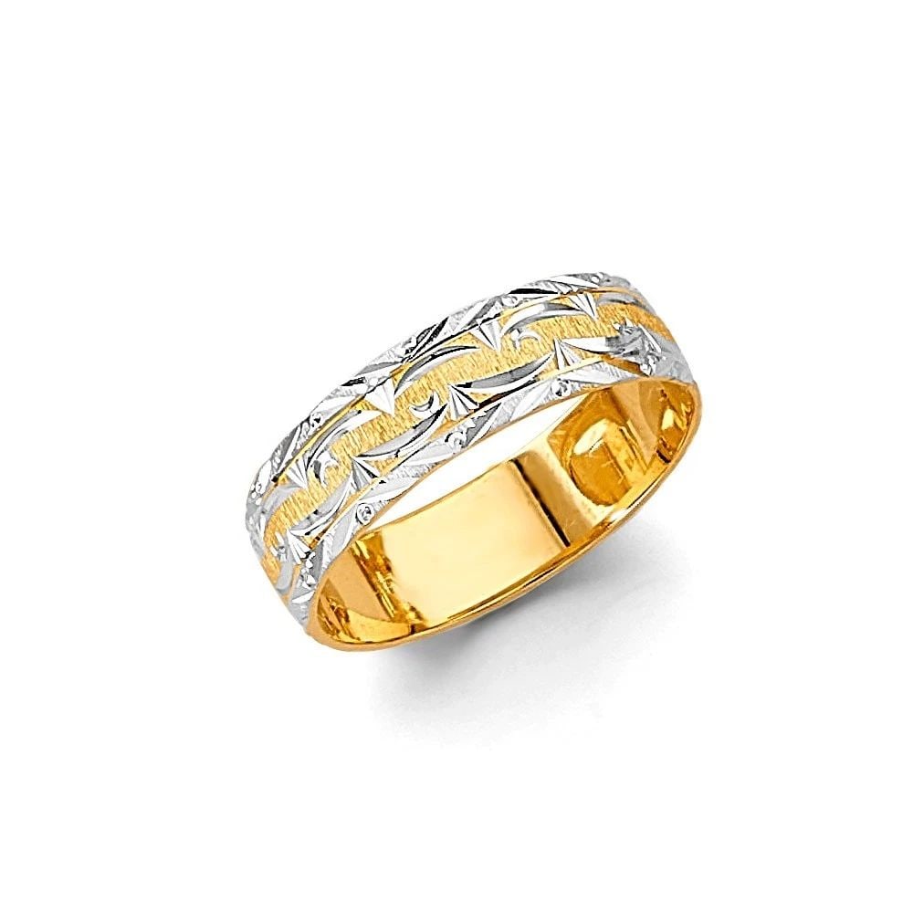 NEW 14K TWO TONE GOLD 6MM DC WEDDING BAND - SIZE 10 (1 of 2)
