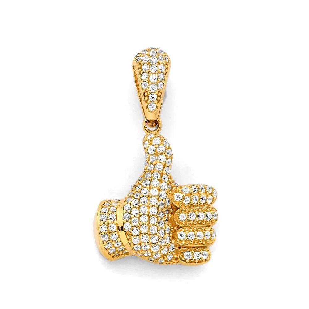 NEW 14K YELLOW GOLD THUMBS UP SIGN PENDANT (1 of 2)