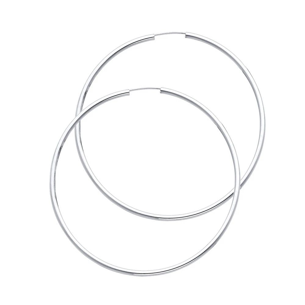 NEW 14K WHITE GOLD 2MM ROUND TUBE POLISHED ENDLESS HOOP EARRINGS (55MM): NEW 14K WHITE GOLD 2MM ROUND TUBE POLISHED ENDLESS HOOP EARRINGS (55MM) 2MM ROUND TUBE POLISHED ENDLESS HOOP EARRINGS (55MM) NEW 14K WHITE GOLD Height : 55 mm Width : 55 mm Weight : 2.8g