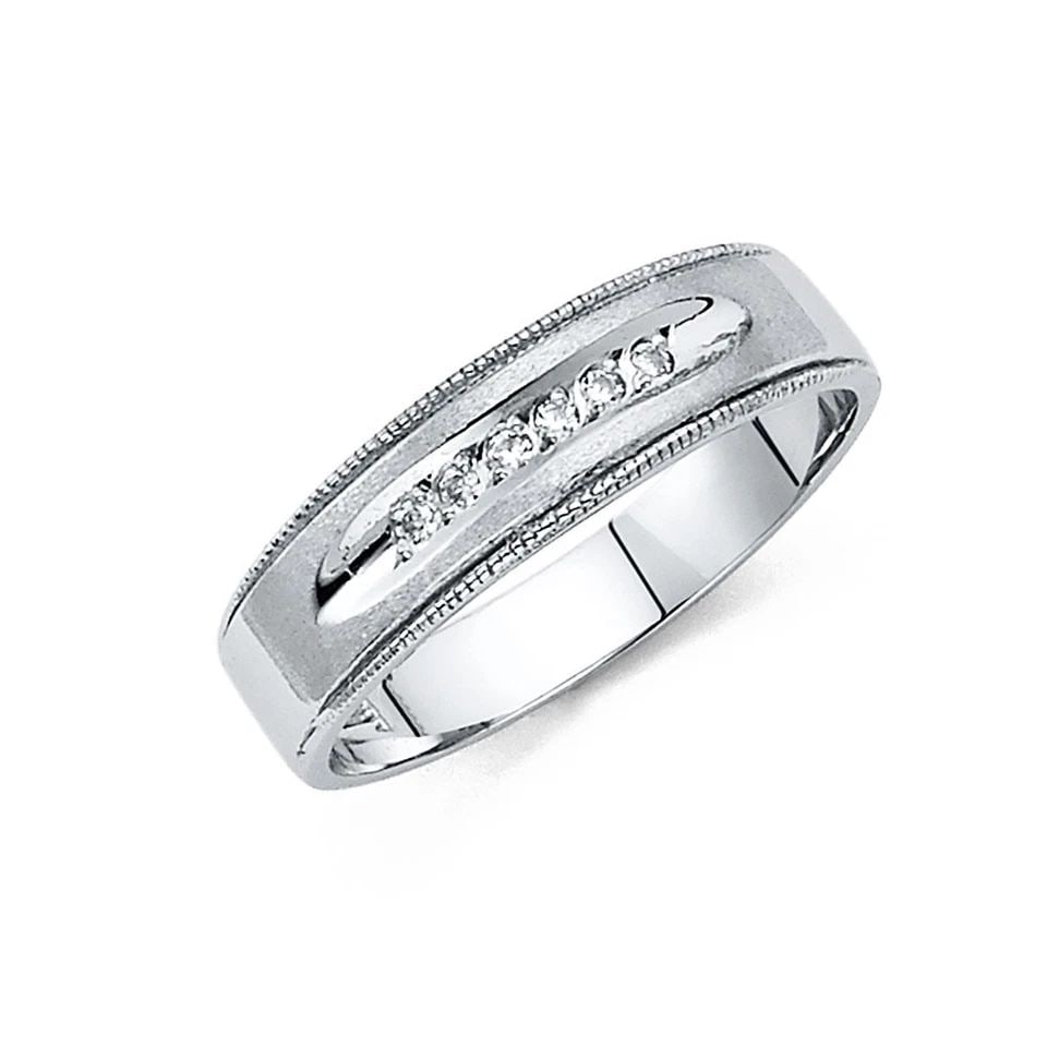 NEW 14K WHITE GOLD MEN'S WEDDING BAND - SIZE 10: NEW 14K WHITE GOLD MEN'S WEDDING BAND MEN'S WEDDING BAND NEW 14K WHITE GOLD WIDTH: 6 mm Apx. WEIGHT: 3.74 g