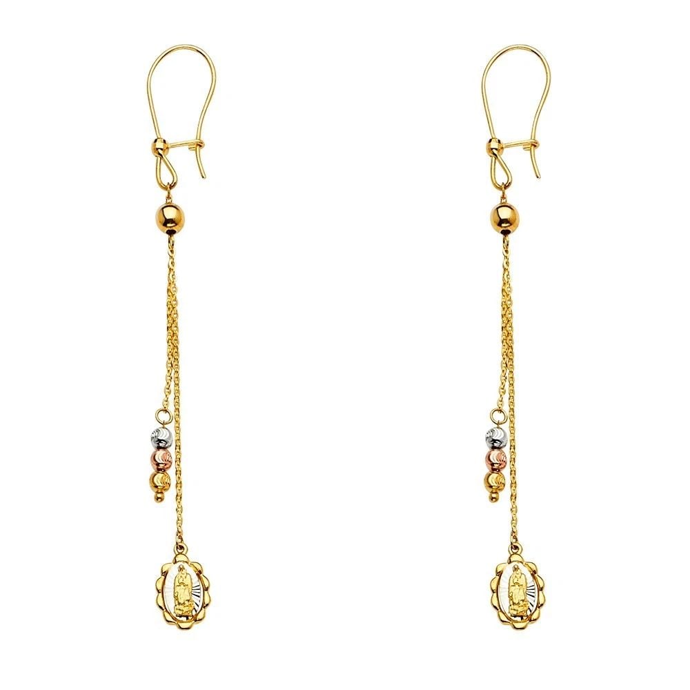 NEW 14K TRI COLOR GOLD HANGING EARRINGS (1 of 2)