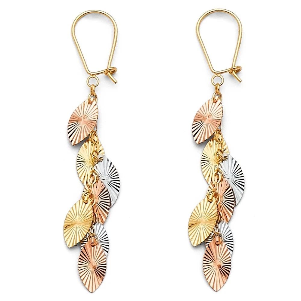NEW 14K TRI COLOR GOLD HANGING EARRINGS (1 of 2)
