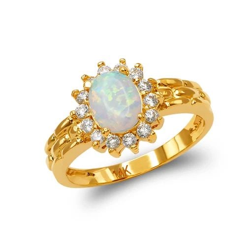 NEW 14K YELLOW GOLD LADIES OPAL RING (1 of 2)
