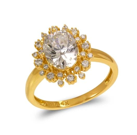 NEW 14K YELLOW GOLD LADIES FANCY SOLITAIRE FLOWER HALO RING: NEW 14K YELLOW GOLD LADIES FANCY SOLITAIRE FLOWER HALO RING LADIES FANCY SOLITAIRE FLOWER HALO RING NEW 14K YELLOW GOLD Apx. SIZE: 8mm Apx. WEIGHT: 3.7g