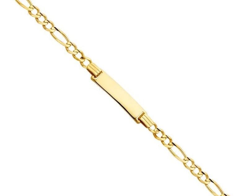 NEW 14K YELLOW GOLD FIGARO 3+1 BABY ID BRACELET: 14K YELLOW GOLD FIGARO 3+1 BABY ID BRACELET FIGARO 3+1 BABY ID BRACELET NEW 14K YELLOW GOLD LENGTH - 6in Apx WEIGHT - 3.7g