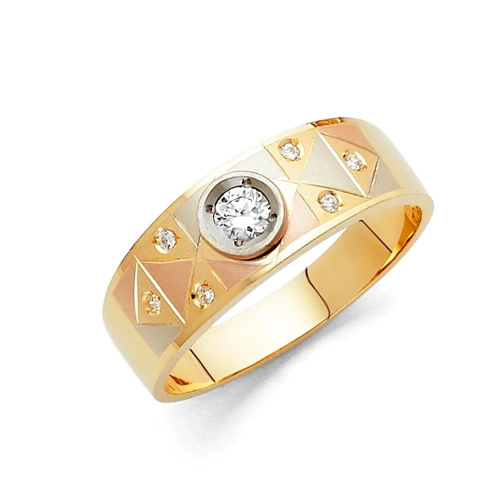 NEW 14K TRI COLOR GOLD MEN'S WEDDING BAND - SIZE 10: NEW 14K TRI COLOR GOLD MEN'S WEDDING BAND MEN'S WEDDING BAND NEW 14K TRI COLOR GOLD WIDTH: 6 mm Apx. WEIGHT: 3.7 g