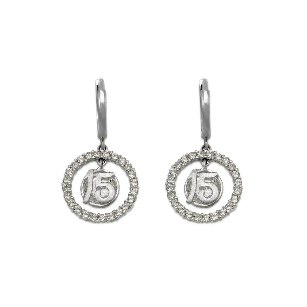 NEW 14K WHITE GOLD 15 ANOS HUGGIE EARRINGS: NEW 14K WHITE GOLD 15 ANOS HUGGIE EARRINGS 15 ANOS HUGGIE EARRINGS NEW 14K WHITE GOLD Width: Approx. 14x27mm Apx WEIGHT: 3.7g