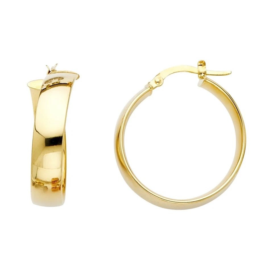 NEW 14K YELLOW GOLD M.HOOP EARRINGS (1 of 1)