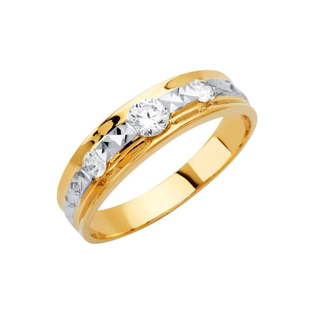 NEW 14K YELLOW GOLD MEN'S WEDDING BAND/TRIO SET - SIZE 10 (1 of 2)