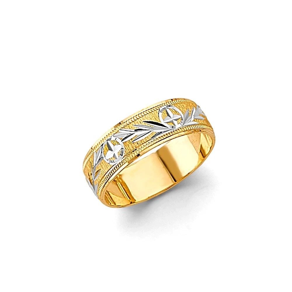 NEW 14K TWO TONE GOLD 6MM DC WEDDING BAND - SIZE 7 (1 of 2)