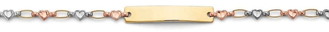 NEW 14K TRI COLOR GOLD BABY ID BRACELET: NEW 14K TRI COLOR GOLD BABY ID BRACELET BABY ID BRACELET NEW 14K TRI COLOR GOLD LENGTH - 6in Apx WEIGHT - 3.6g