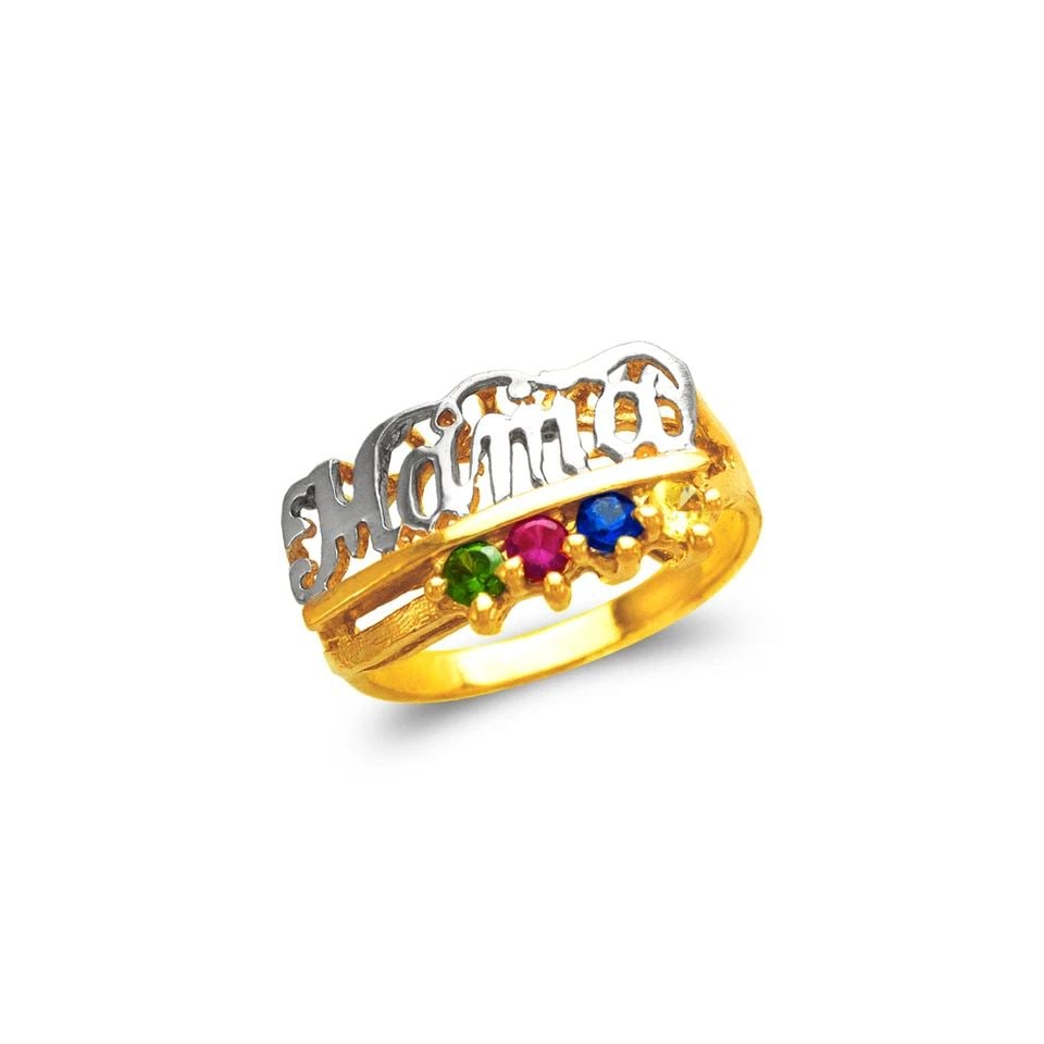 NEW 14K TWO TONE GOLD MAMA RING (1 of 1)