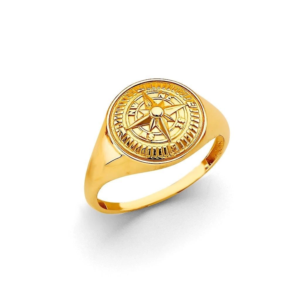 NEW 14K YELLOW GOLD COMPASS MEN'S RING - SIZE 10 (1 of 2)