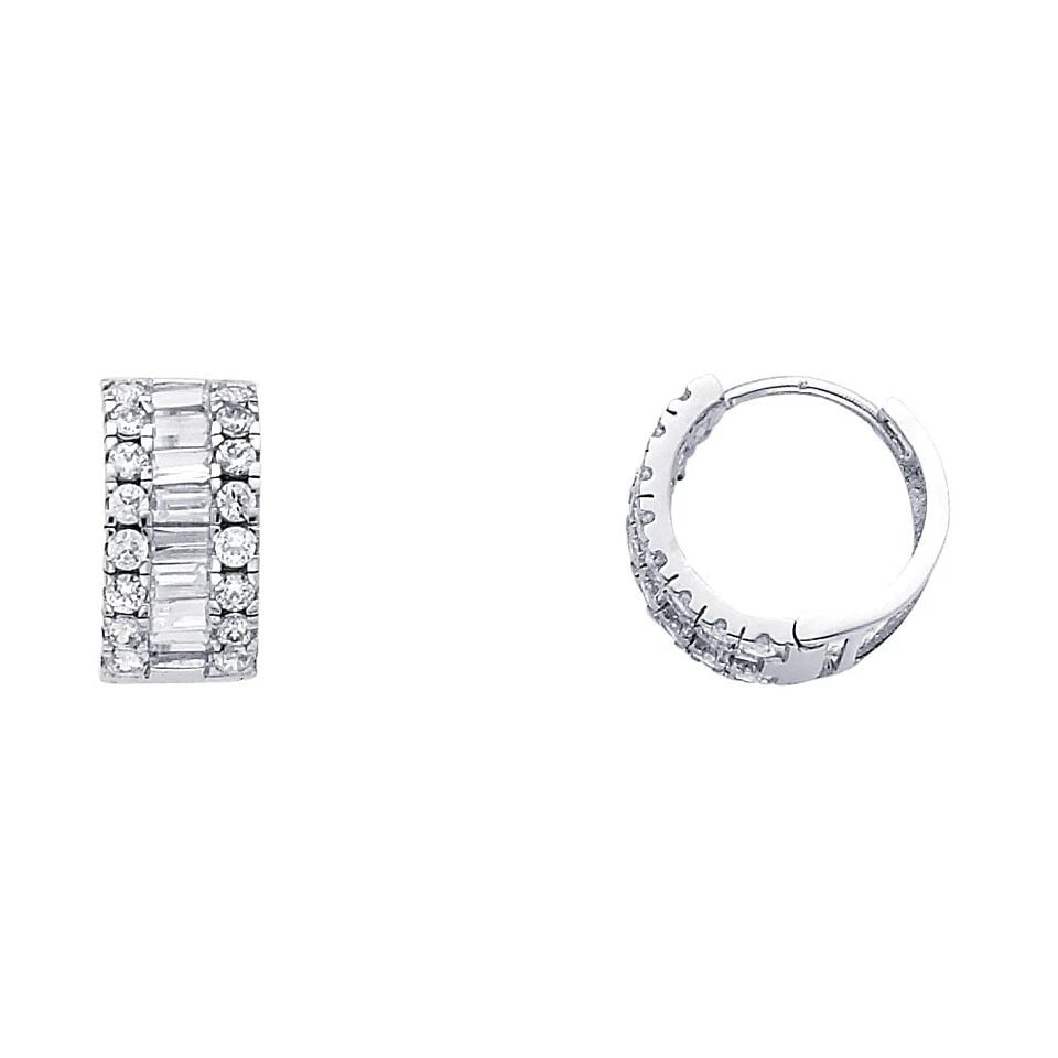 NEW 14K WHITE GOLD HUGGIES EARRINGS (1 of 1)