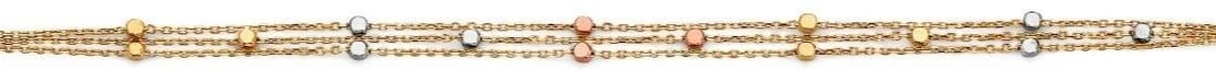 NEW 14K TRI COLOR GOLD 3 LINE BRACELET: NEW 14K TRI COLOR GOLD 3 LINE BRACELET 3 LINE BRACELET NEW 14K TRI COLOR GOLD LENGTH - 7+1in Apx WEIGHT - g