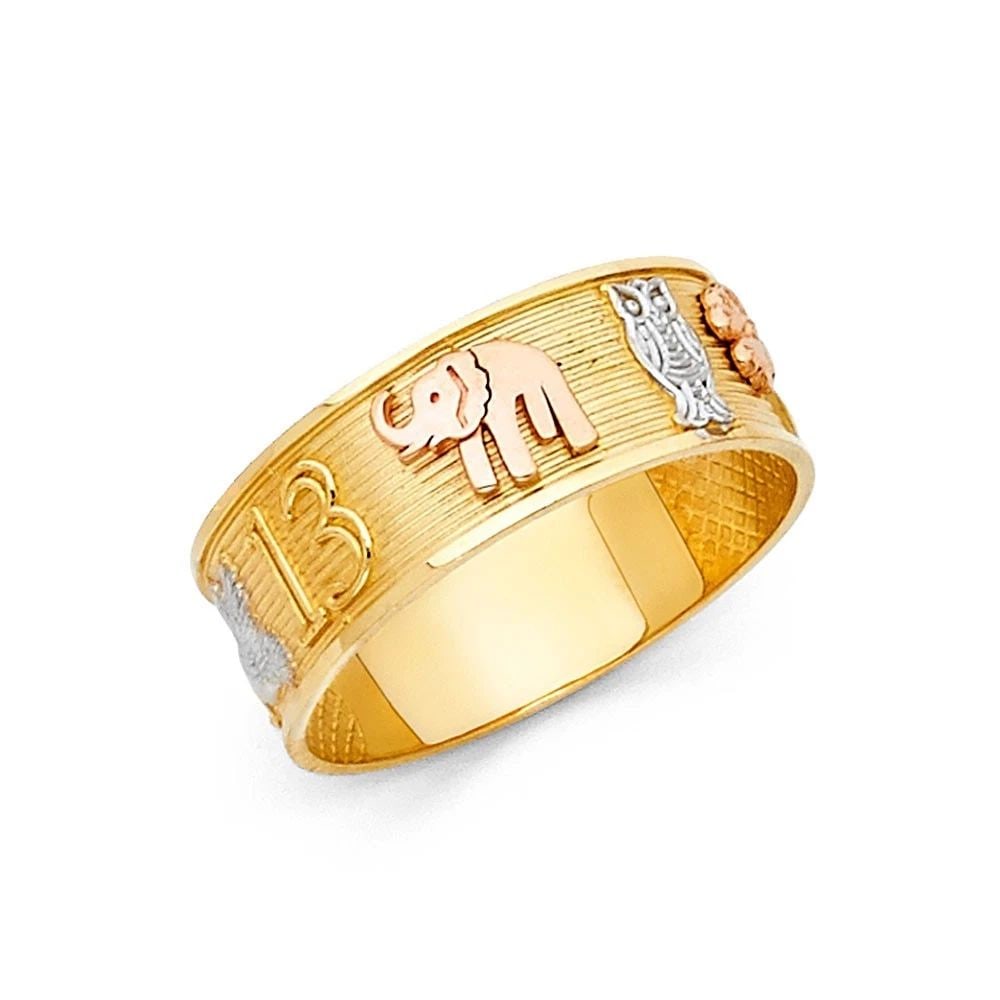 NEW 14K TRI COLOR GOLD LUCKY RING - SIZE 7 (1 of 2)