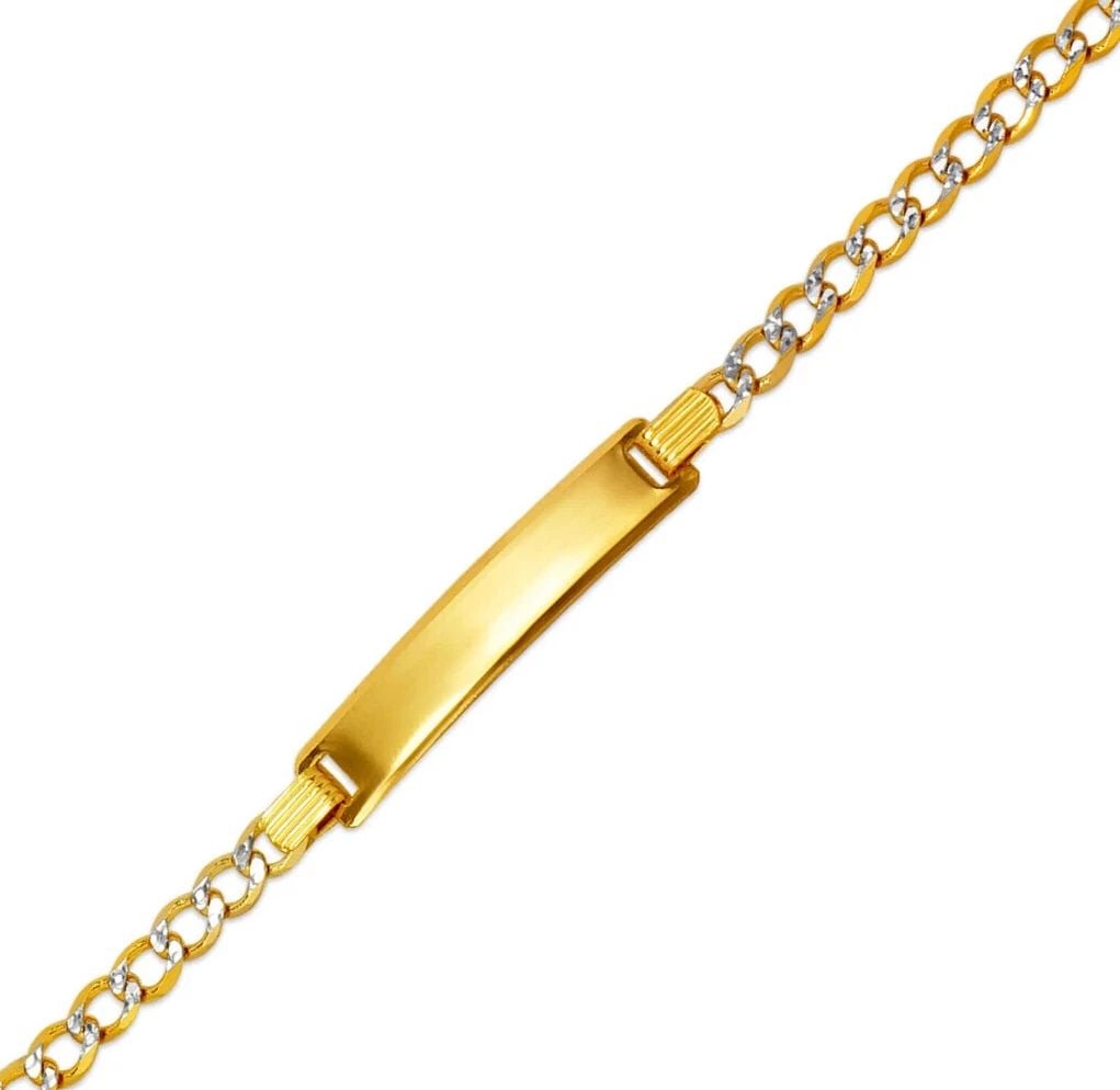 NEW 14K YELLOW WHITE PAVE GOLD CURB X - LIGHT BABY ID BRACELET (1 of 2)