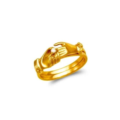 NEW 14K YELLOW GOLD LADIES HOLDING HANDS DESIGN RING (1 of 2)
