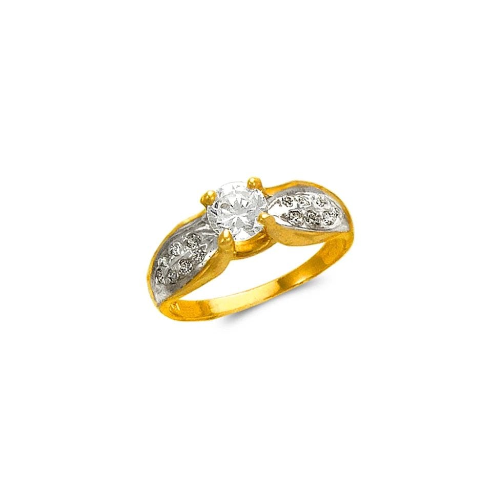 NEW 14K TWO TONE GOLD LADIES FASHION SOLITAIRE RING: NEW 14K TWO TONE GOLD LADIES FASHION SOLITAIRE RING LADIES FASHION SOLITAIRE RING NEW 14K TWO TONE GOLD Apx. WIDTH: 6mm Apx. WEIGHT: 3.5g