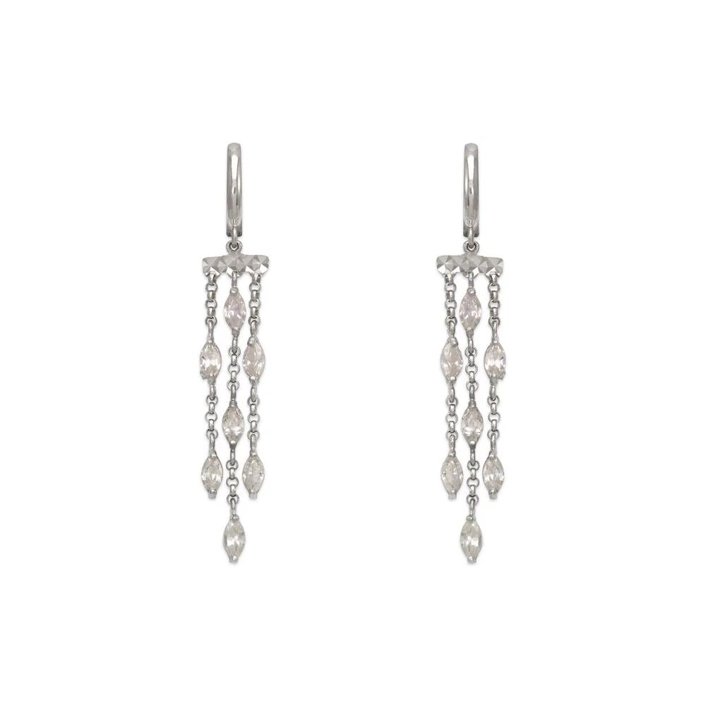 NEW 14K WHITE GOLD FANCY CHANDELIER DANGLING EARRINGS (1 of 2)