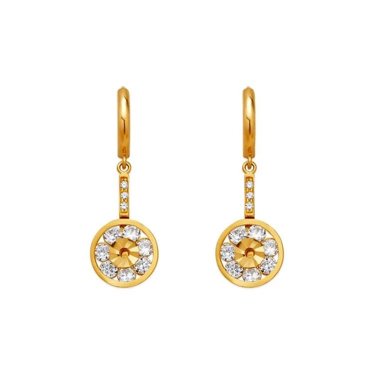 NEW 14K YELLOW GOLD FANCY CIRCLE DANGLING EARRINGS: NEW 14K YELLOW GOLD FANCY CIRCLE DANGLING EARRINGS FANCY CIRCLE DANGLING EARRINGS NEW 14K YELLOW GOLD Width: Approx. 11x33mm Apx WEIGHT: 3.5g
