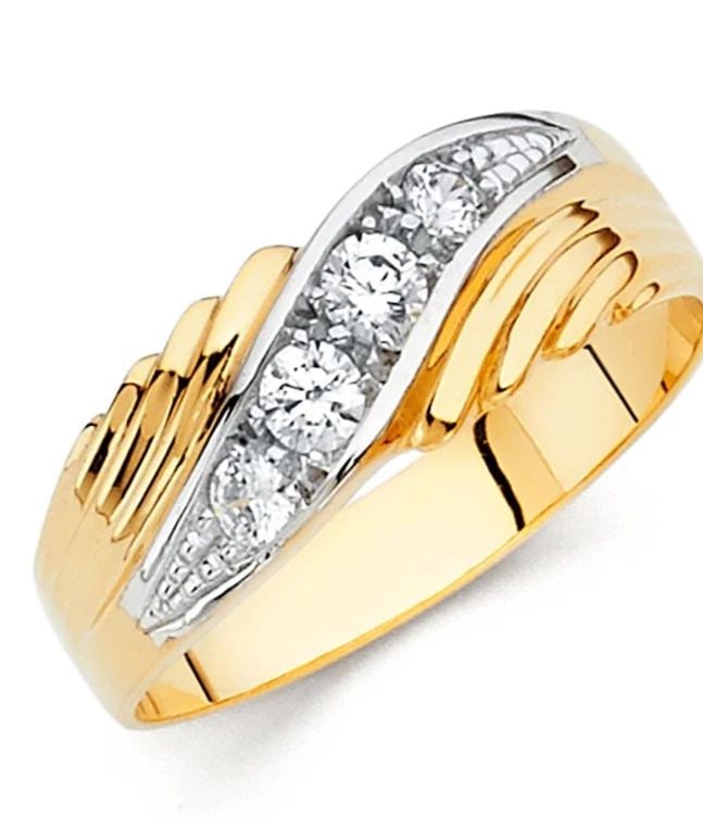 NEW 14K TWO TONE GOLD MEN'S WEDDING BAND - SIZE 10 (1 of 2)