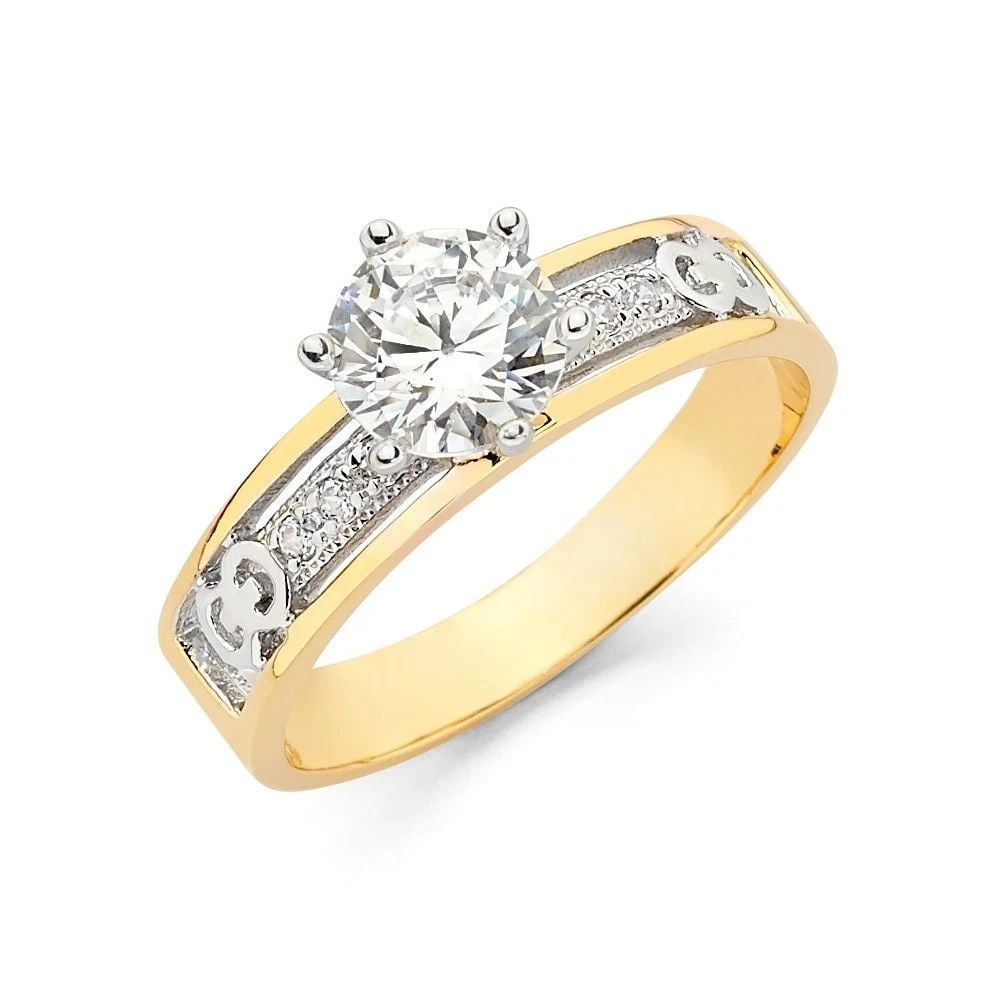 NEW 14K TWO TONE GOLD ENGAGEMENT RING - SIZE 7 (1 of 2)