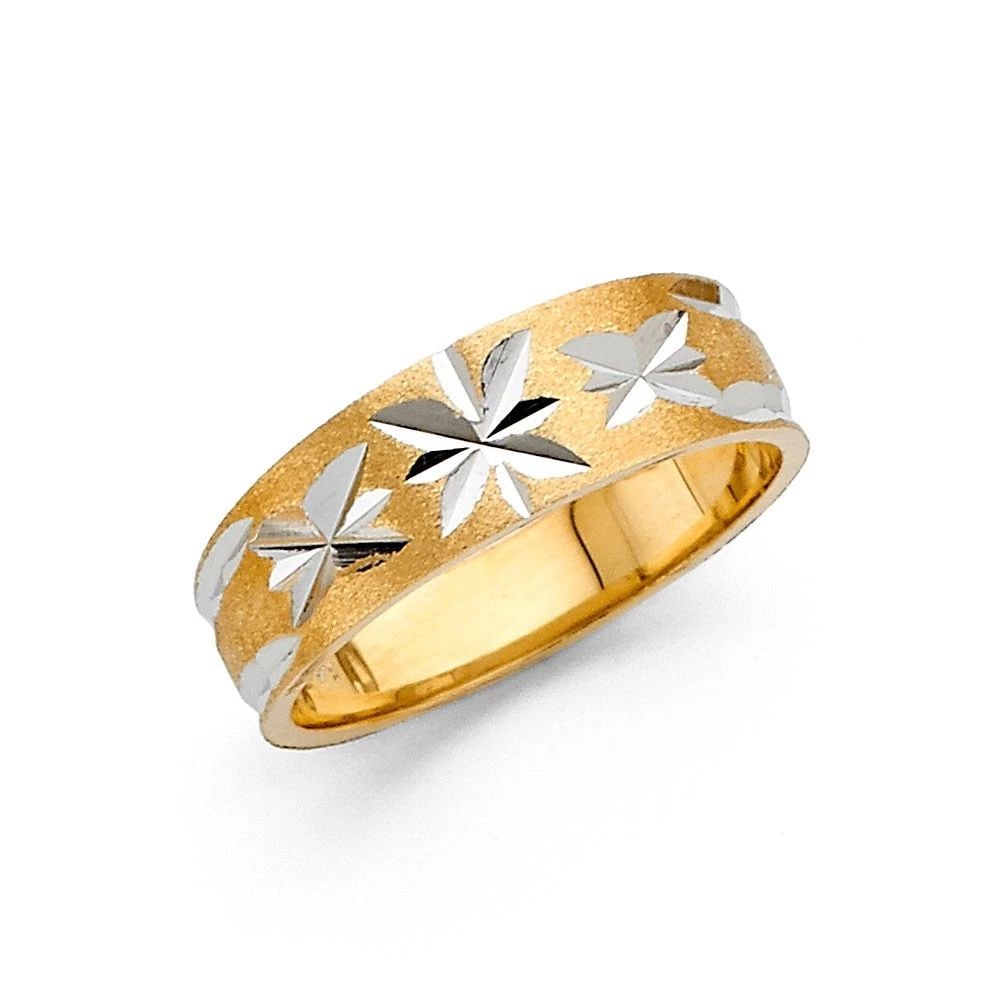 NEW 14K TWO TONE GOLD 6MM DC TAPE RED WEDDING BAND - SIZE 7 - SIZE 7 (1 of 2)