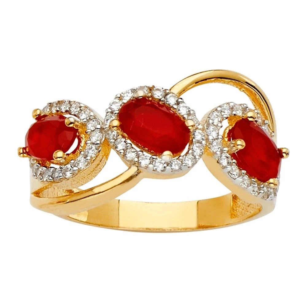 NEW 14K YELLOW GOLD COLOR GEM STONE RING - SIZE 7 (1 of 2)
