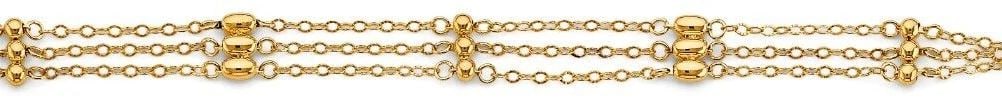 NEW 14K YELLOW GOLD 3 LINE LINK/BALL BRACELET (1 of 2)