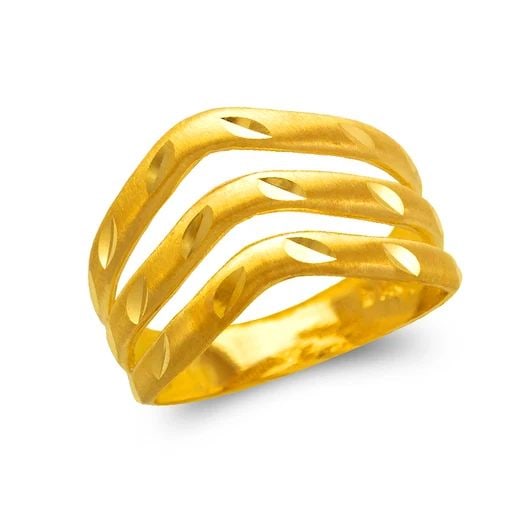 NEW 14K YELLOW GOLD LADIES 3 LAYER BAND RING (1 of 2)
