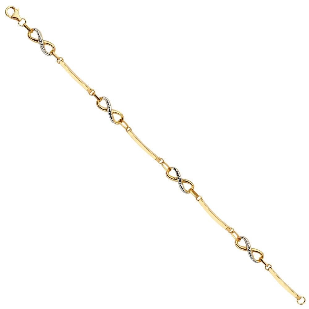 NEW 14K TWO TONE GOLD FANCY INFINITY BRACELET (1 of 2)
