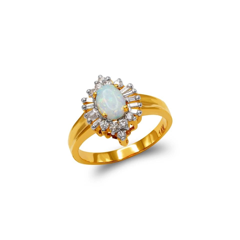NEW 14K TWO TONE GOLD LADIES OPAL RING (1 of 1)