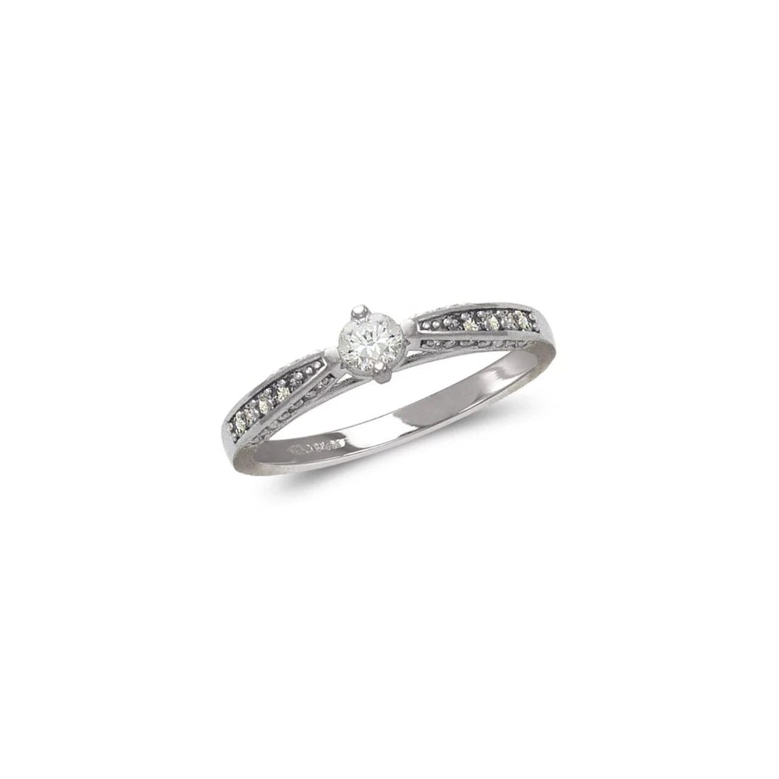 NEW 14K WHITE GOLD LADIES FASHION WHITE SOLITAIRE RING: NEW 14K WHITE GOLD LADIES FASHION WHITE SOLITAIRE RING LADIES FASHION WHITE SOLITAIRE RING NEW 14K WHITE GOLD Apx. WIDTH: 5mm Apx. WEIGHT: 3.4g