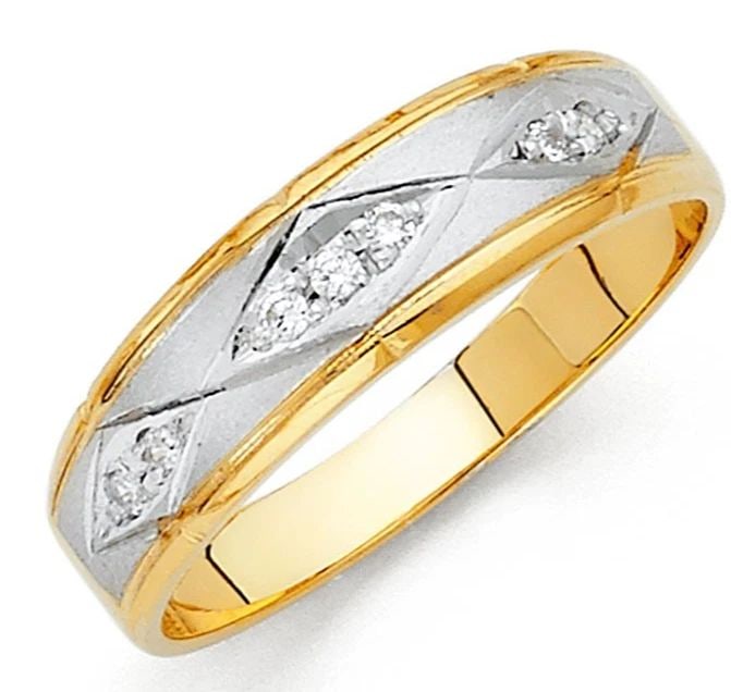 NEW 14K TWO TONE GOLD MEN'S WEDDING BAND - SIZE 10 (1 of 2)