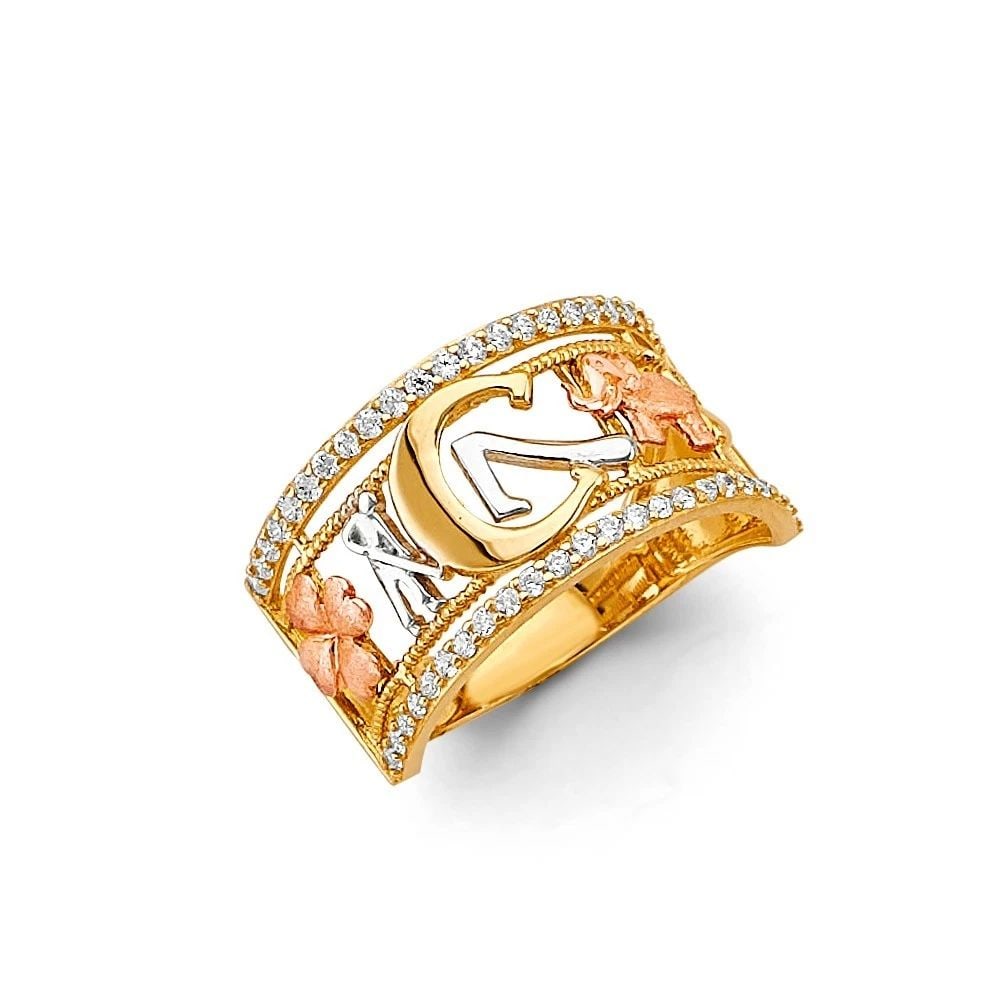 NEW 14K TRI COLOR GOLD LUCKY RING - SIZE 7 (1 of 2)