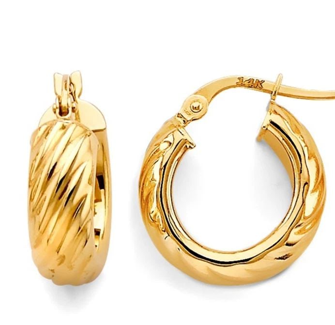 NEW 14K YELLOW GOLD SHINY DC HUGGIES EARRINGS (1 of 1)