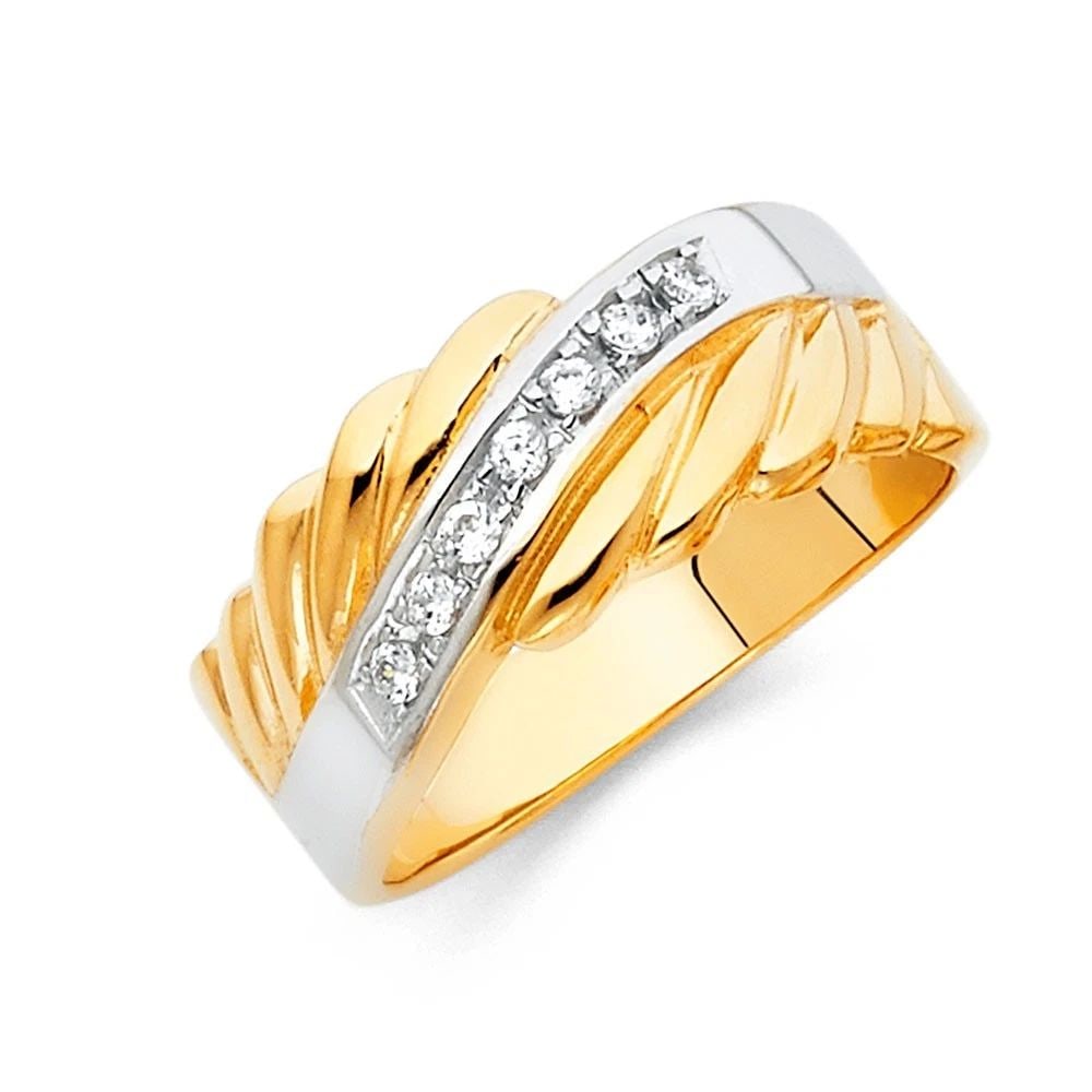 NEW 14K TWO TONE GOLD MEN'S WEDDING BAND - SIZE 10 (1 of 2)