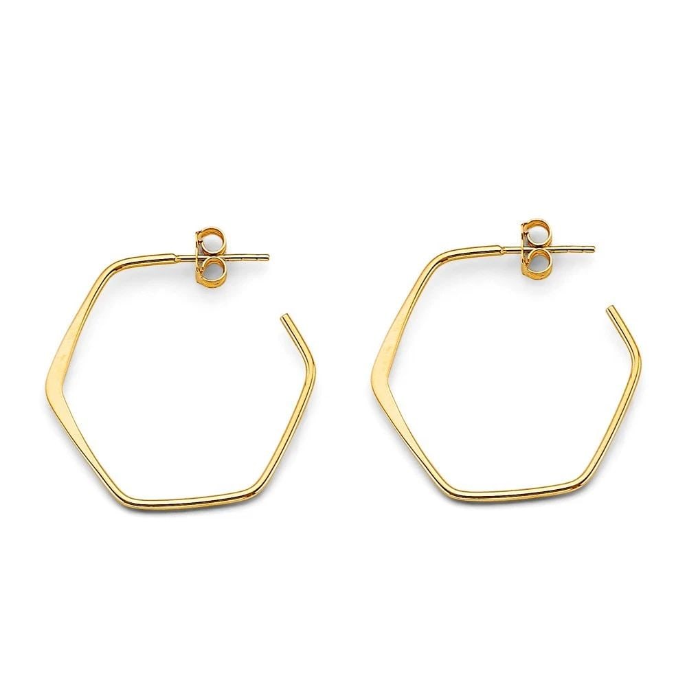 NEW 14K YELLOW GOLD OPEN HOOP EARRINGS: NEW 14K YELLOW GOLD OPEN HOOP EARRINGS OPEN HOOP EARRINGS NEW 14K YELLOW GOLD HEIGHT - 20 mm WIDTH - 30 mm Apx WEIGHT - 2.5 g
