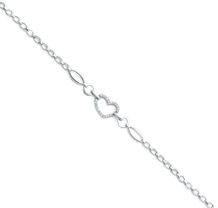 NEW 14K WHITE GOLD LADIES HEART BRACELET (1 of 2)