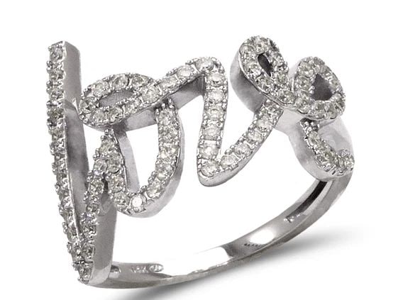 NEW 14K WHITE GOLD LADIES FANCY WHITE LOVE RING: NEW 14K WHITE GOLD LADIES FANCY WHITE LOVE RING LADIES FANCY WHITE LOVE RING NEW 14K WHITE GOLD Apx. WIDTH: 8mm Apx. WEIGHT: 3.3g