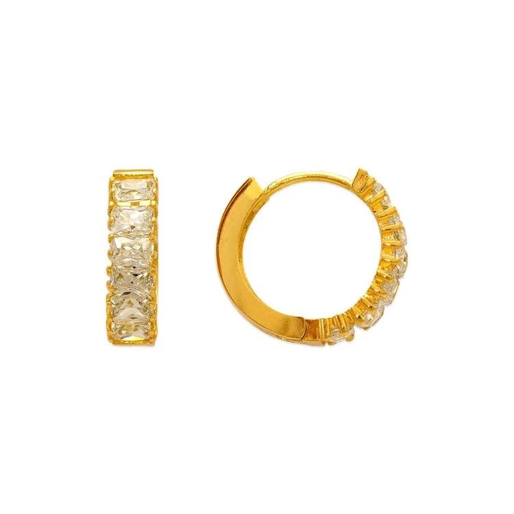 NEW 14K YELLOW GOLD 16MM FANCY HUGGIE EARRINGS (1 of 2)
