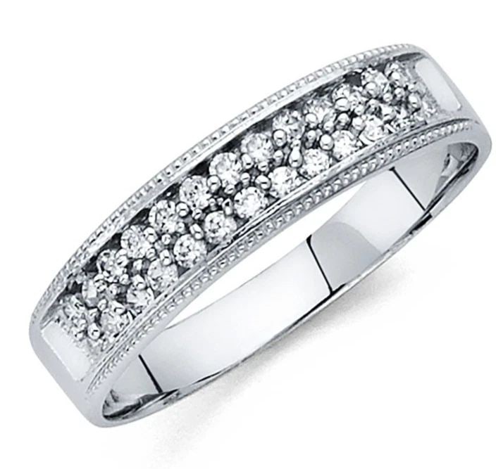NEW 14K WHITE GOLD MEN'S WEDDING BAND - SIZE 10: NEW 14K WHITE GOLD MEN'S WEDDING BAND MEN'S WEDDING BAND NEW 14K WHITE GOLD WIDTH: 5 mm Apx. WEIGHT: 3.29 g